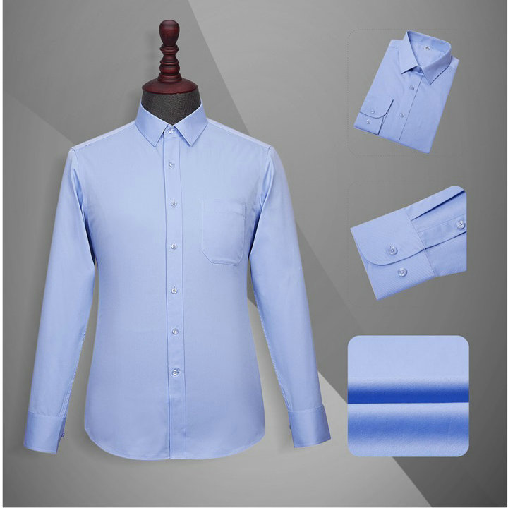 男士衬衫定做加工,男士衬衫款式,YW011男长袖蓝色